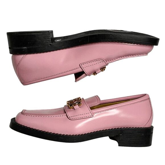 Gucci Pink Leather GG Logo Lug Sole Loafers EU 40 w/ Gold Hardware & Dust Bags - Picture 4 of 13